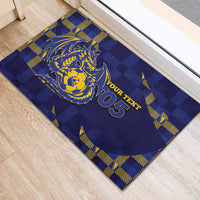 Custom Bosnia And Herzegovina Football Rubber Doormat Fierce Dragon National Stars With Checker Patterns