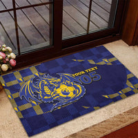 Custom Bosnia And Herzegovina Football Rubber Doormat Fierce Dragon National Stars With Checker Patterns