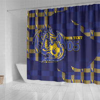 Custom Bosnia And Herzegovina Football Shower Curtain Fierce Dragon National Stars With Checker Patterns