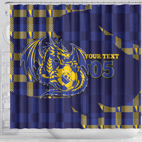 Custom Bosnia And Herzegovina Football Shower Curtain Fierce Dragon National Stars With Checker Patterns