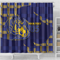 Custom Bosnia And Herzegovina Football Shower Curtain Fierce Dragon National Stars With Checker Patterns