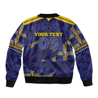 Custom Bosnia And Herzegovina Football Sleeve Zip Bomber Jacket Fierce Dragon National Stars With Checker Patterns