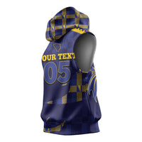 Custom Bosnia And Herzegovina Football Sleeveless Hoodie Fierce Dragon National Stars With Checker Patterns