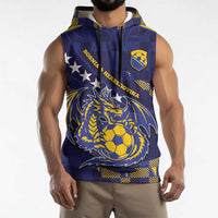 Custom Bosnia And Herzegovina Football Sleeveless Hoodie Fierce Dragon National Stars With Checker Patterns