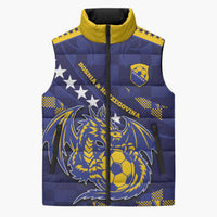 Custom Bosnia And Herzegovina Football Sleeveless Puffer Jacket Fierce Dragon National Stars With Checker Patterns