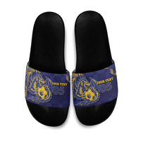 Custom Bosnia And Herzegovina Football Slide Sandals Fierce Dragon National Stars With Checker Patterns