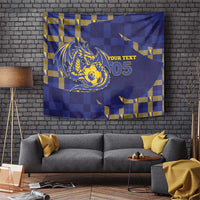 Custom Bosnia And Herzegovina Football Tapestry Fierce Dragon National Stars With Checker Patterns