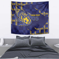 Custom Bosnia And Herzegovina Football Tapestry Fierce Dragon National Stars With Checker Patterns