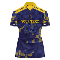 Custom Bosnia And Herzegovina Football Women Polo Shirt Fierce Dragon National Stars With Checker Patterns