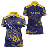 Custom Bosnia And Herzegovina Football Women Polo Shirt Fierce Dragon National Stars With Checker Patterns
