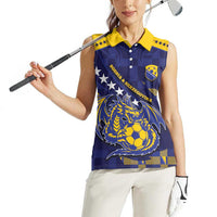 Custom Bosnia And Herzegovina Football Women Sleeveless Polo Shirt Fierce Dragon National Stars With Checker Patterns