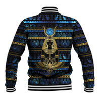 Egyptian Goddess Hathor Baseball Jacket Galaxy Ancient Mythology Sun Disk Cow Horn