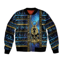 Egyptian Goddess Hathor Bomber Jacket Galaxy Ancient Mythology Sun Disk Cow Horn