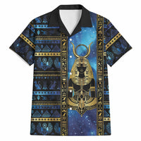 Egyptian Goddess Hathor Hawaiian Shirt Galaxy Ancient Mythology Sun Disk Cow Horn