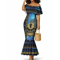 Egyptian Goddess Hathor Mermaid Dress Galaxy Ancient Mythology Sun Disk Cow Horn