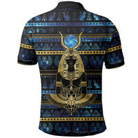 Egyptian Goddess Hathor Polo Shirt Galaxy Ancient Mythology Sun Disk Cow Horn