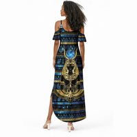 Egyptian Goddess Hathor Summer Maxi Dress Galaxy Ancient Mythology Sun Disk Cow Horn