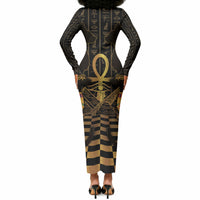 Egyptian Goddess Bastet Long Sleeve Bodycon Dress Ancient Mythology Sacred Black Cat