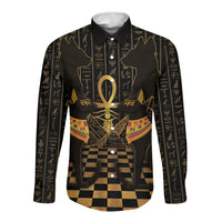 Egyptian Goddess Bastet Long Sleeve Button Shirt Ancient Mythology Sacred Black Cat