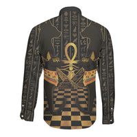 Egyptian Goddess Bastet Long Sleeve Button Shirt Ancient Mythology Sacred Black Cat