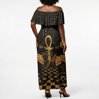 Egyptian Goddess Bastet Off Shoulder Maxi Dress Ancient Mythology Sacred Black Cat