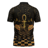 Egyptian Goddess Bastet Zipper Polo Shirt Ancient Mythology Sacred Black Cat