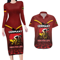 Personalized Germany Cycling Couples Matching Long Sleeve Bodycon Dress and Hawaiian Shirt Ride For Life - Wonder Print Shop