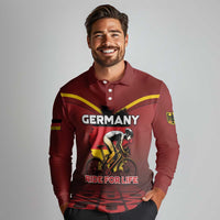 Personalized Germany Cycling Long Sleeve Polo Shirt Ride For Life - Wonder Print Shop