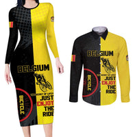 Personalized Belgium Cycling Couples Matching Long Sleeve Bodycon Dress and Long Sleeve Button Shirt Just Enjoy The Ride - Wonder Print Shop