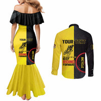 Personalized Belgium Cycling Couples Matching Mermaid Dress and Long Sleeve Button Shirt Just Enjoy The Ride - Wonder Print Shop