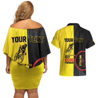 Personalized Belgium Cycling Couples Matching Off Shoulder Short Dress and Hawaiian Shirt Just Enjoy The Ride - Wonder Print Shop