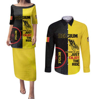 Personalized Belgium Cycling Couples Matching Puletasi and Long Sleeve Button Shirt Just Enjoy The Ride - Wonder Print Shop
