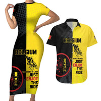 Personalized Belgium Cycling Couples Matching Short Sleeve Bodycon Dress and Hawaiian Shirt Just Enjoy The Ride - Wonder Print Shop
