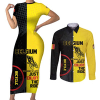 Personalized Belgium Cycling Couples Matching Short Sleeve Bodycon Dress and Long Sleeve Button Shirt Just Enjoy The Ride - Wonder Print Shop