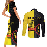 Personalized Belgium Cycling Couples Matching Short Sleeve Bodycon Dress and Long Sleeve Button Shirt Just Enjoy The Ride - Wonder Print Shop