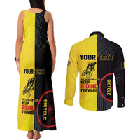 Personalized Belgium Cycling Couples Matching Tank Maxi Dress and Long Sleeve Button Shirt Just Enjoy The Ride - Wonder Print Shop