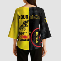 Personalized Belgium Cycling Kimono Sleeve Blouse Just Enjoy The Ride - Wonder Print Shop