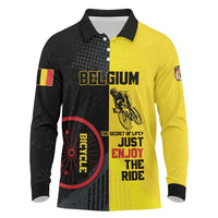Personalized Belgium Cycling Long Sleeve Polo Shirt Just Enjoy The Ride - Wonder Print Shop