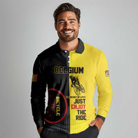 Personalized Belgium Cycling Long Sleeve Polo Shirt Just Enjoy The Ride - Wonder Print Shop