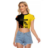 Personalized Belgium Cycling Raglan Cropped T Shirt Just Enjoy The Ride - Wonder Print Shop