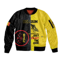 Personalized Belgium Cycling Sleeve Zip Bomber Jacket Just Enjoy The Ride - Wonder Print Shop