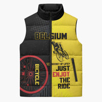Personalized Belgium Cycling Sleeveless Puffer Jacket Just Enjoy The Ride - Wonder Print Shop