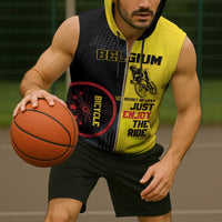 Personalized Belgium Cycling Sleeveless Zip Hoodie Just Enjoy The Ride - Wonder Print Shop