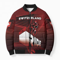 Personalized Switzerland Cycling Bomber Puffer Jacket Sporty Style - Wonder Print Shop