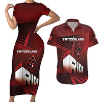 Personalized Switzerland Cycling Couples Matching Short Sleeve Bodycon Dress and Hawaiian Shirt Sporty Style - Wonder Print Shop