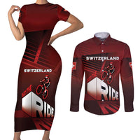 Personalized Switzerland Cycling Couples Matching Short Sleeve Bodycon Dress and Long Sleeve Button Shirt Sporty Style - Wonder Print Shop