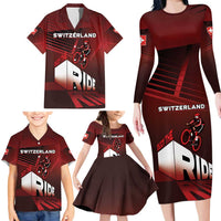 Personalized Switzerland Cycling Family Matching Long Sleeve Bodycon Dress and Hawaiian Shirt Sporty Style - Wonder Print Shop