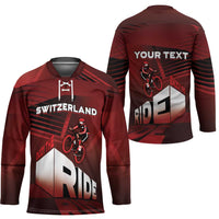 Personalized Switzerland Cycling Hockey Jersey Sporty Style - Wonder Print Shop