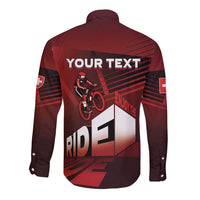 Personalized Switzerland Cycling Long Sleeve Button Shirt Sporty Style - Wonder Print Shop