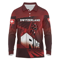 Personalized Switzerland Cycling Long Sleeve Polo Shirt Sporty Style - Wonder Print Shop